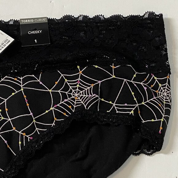 Torrid Curve Cheeky Panties Underwear Plus Sz 1 Spiderweb Halloween Mid Rise NEW - Picture 4 of 11